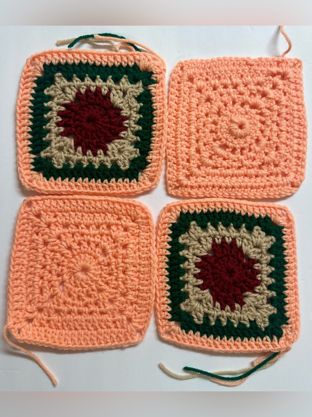 Handmade Crocheted Granny Square Lot of 4